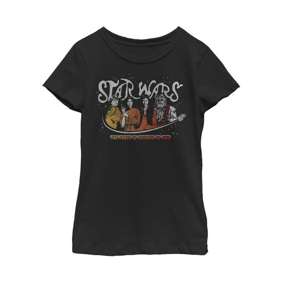 Girl's Star Wars Groovy Force Calling You Graphic Tee Black X Small