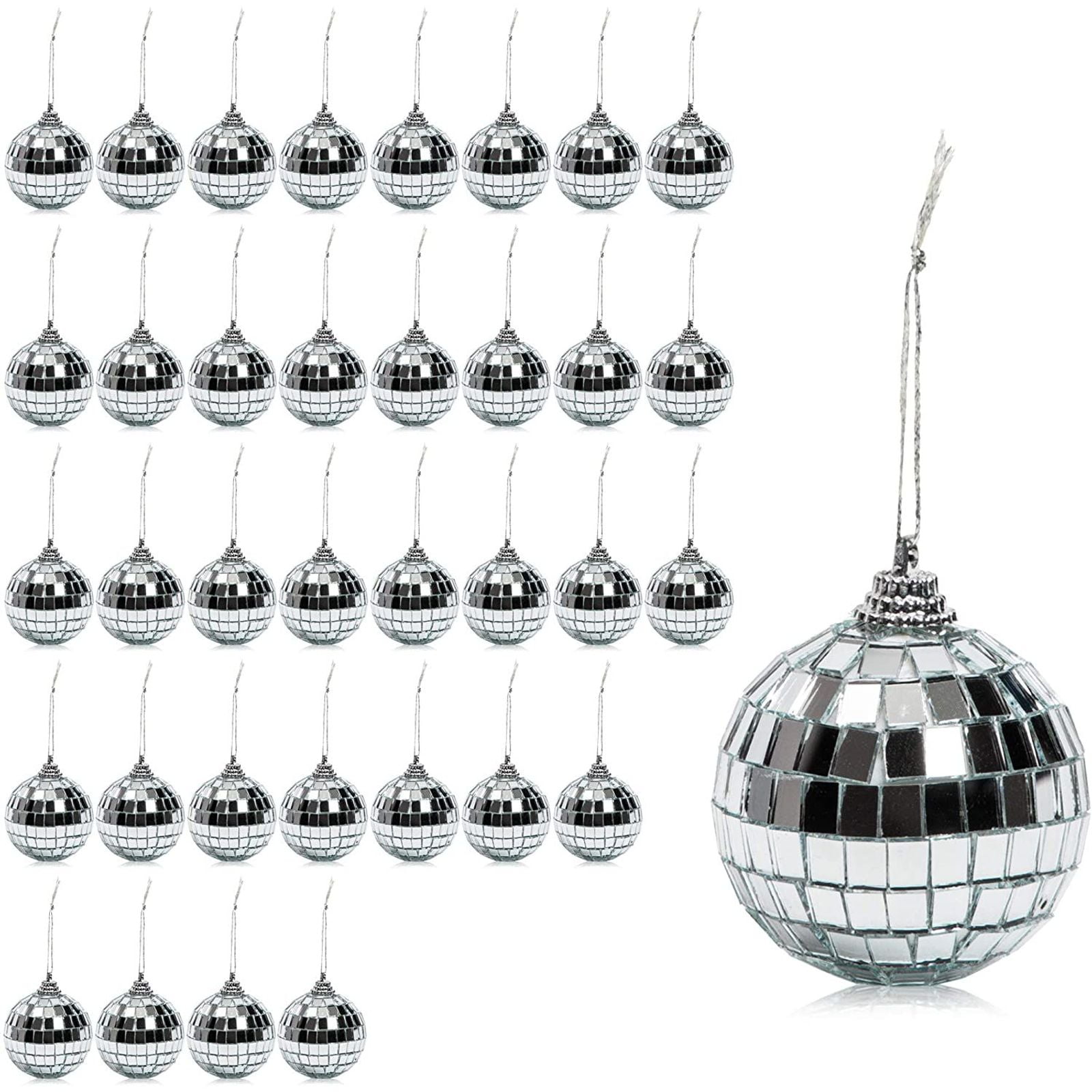 36 Pack Silver Christmas Ornaments Set Hanging Disco Mirror Ball for ...