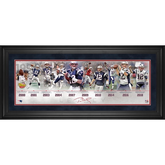 Collectible Tom Brady New England Patriots Framed 10" x 30" Legacy Career Timeline Collage