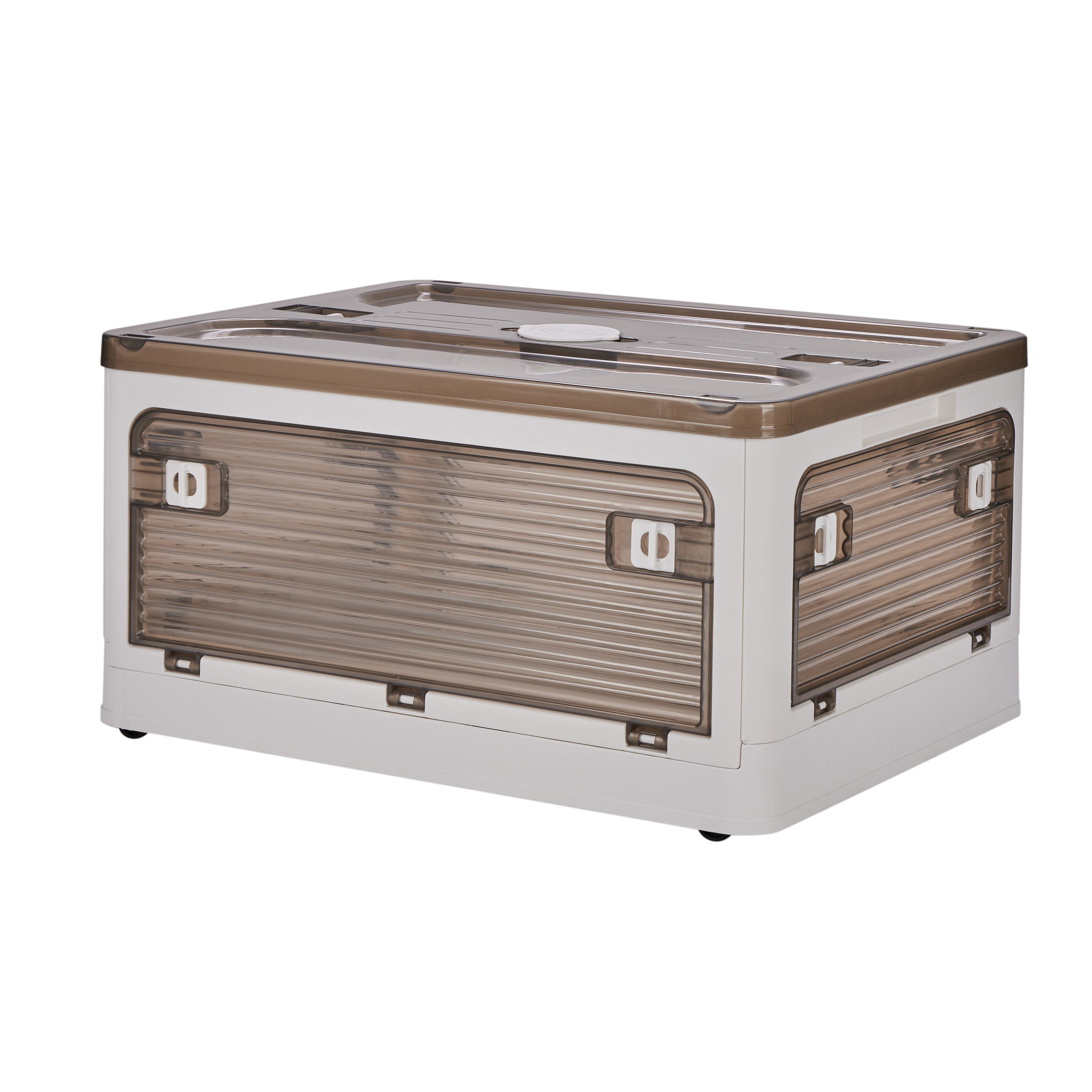 Simplify Folding Storage Bins with 5 Side Entry Access - White Color | Collapsible Organizer Containers | Stackable Storage Solution