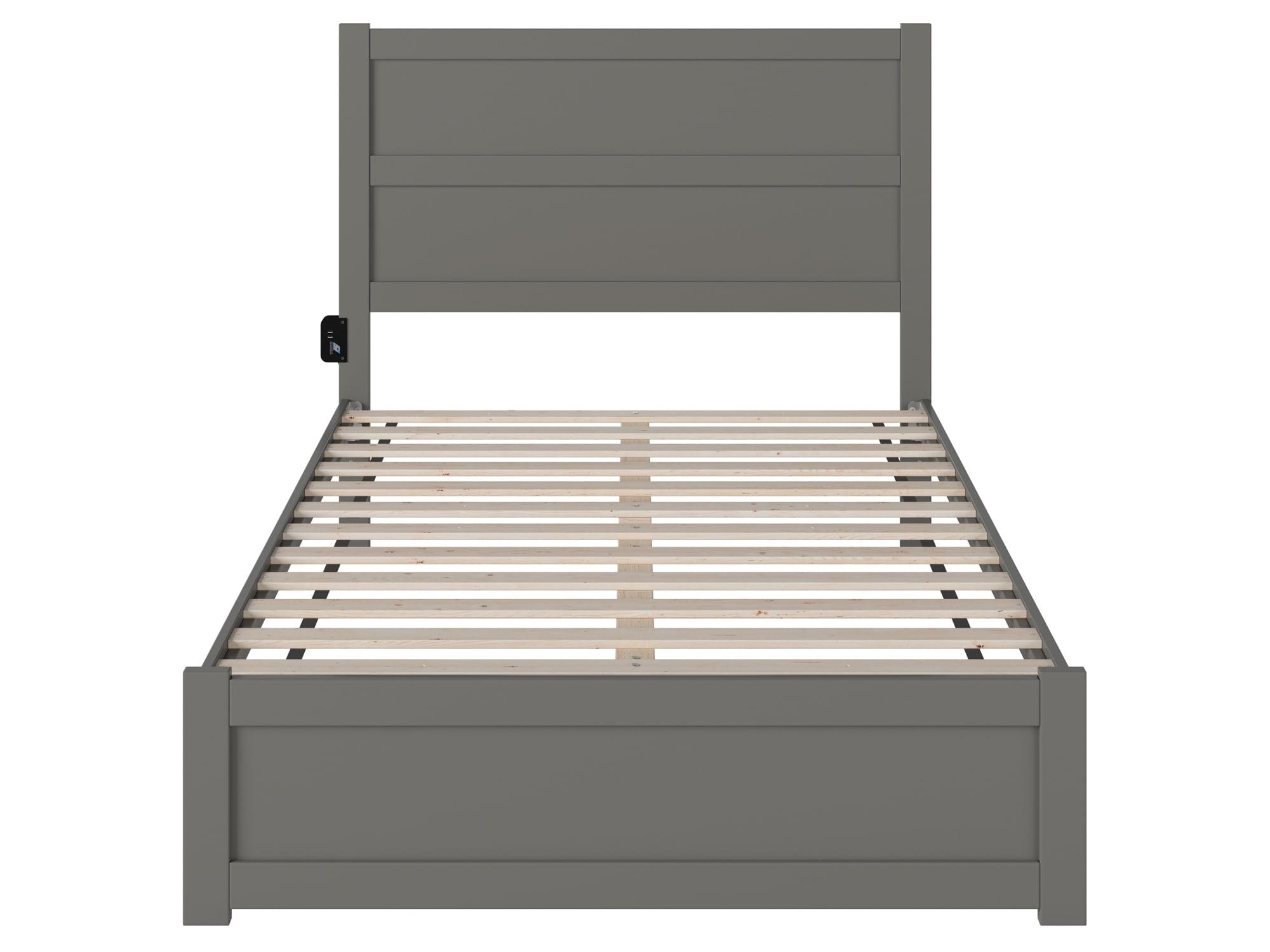 AFI NoHo 14" Full Wood Platform Bed with Modern Panel Headboard and Footboard, Grey