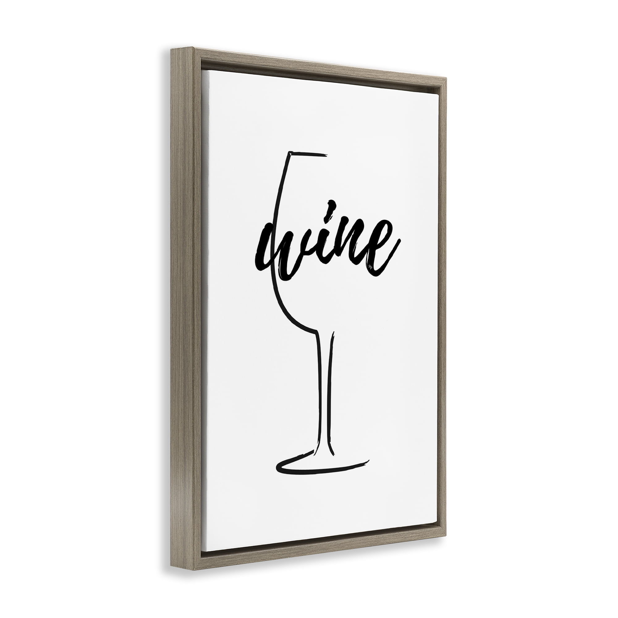 Stupell Industries Minimal Wine Glass Food & Beverage Painting Brown Floater Framed Art Print Wall Art, 17 x 25