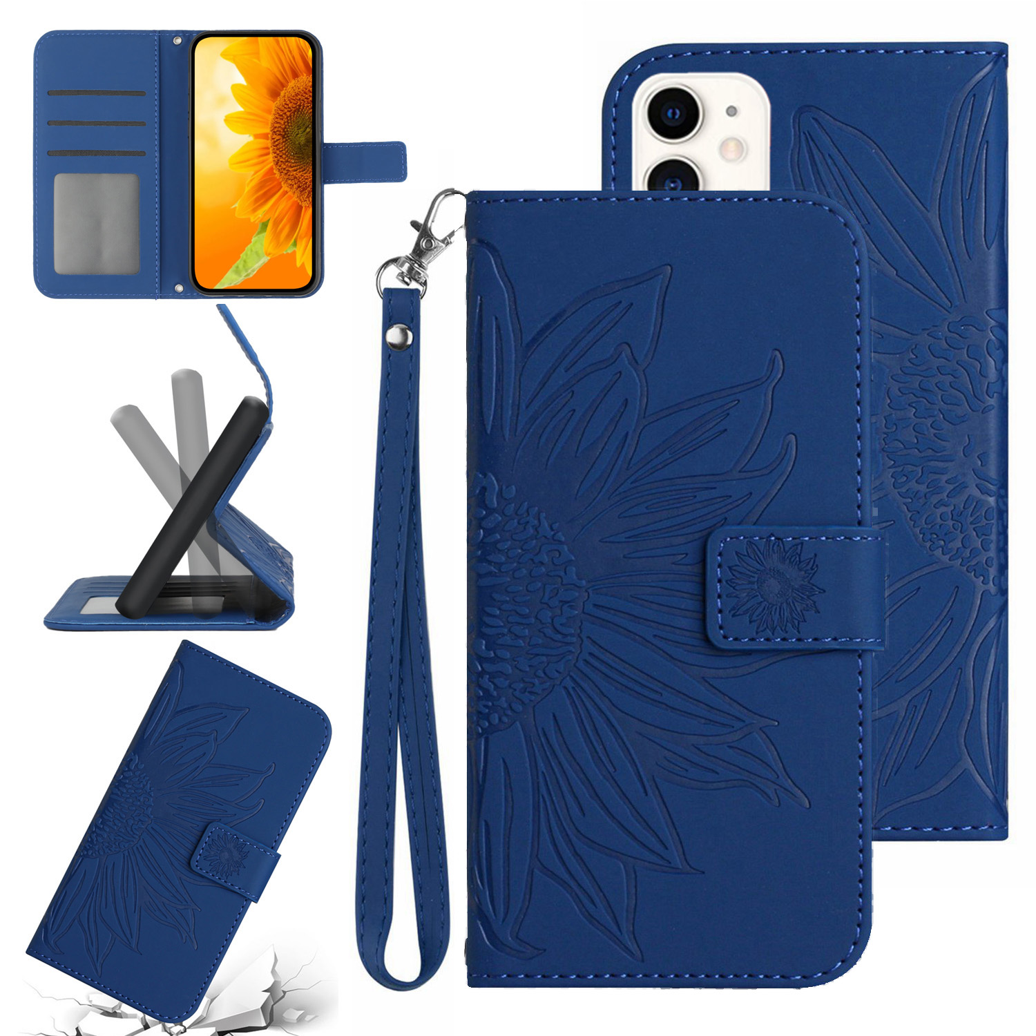 Feishell Slim Wallet Case for iPhone 11,for Men Women,Sunflower