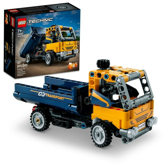 LEGO Technic Dump Truck 2in1 Toy Building Set, Model Construction Vehicle and Excavator Digger Kit, Engineering Building Toys for Back to School, Gift for Kids, Boys, Girls Ages 7  Years Old, 42147