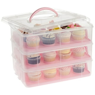 Better Homes & Gardens Rectangular Cake Carrier with Clear Plastic Cover,  Beige Clasps and Handle, 16 x 12 