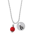 thumbnail image 1 of Delight Jewelry Silvertone Red Chinese Lantern with Clear Crystal Silvertone Script Initial Disc - & - Charm Necklace, 20"+3", 1 of 4