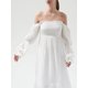 thumbnail image 3 of Vestido Tsseiatte para mujer, escote cuadrado, hombros descubiertos, manga larga abullonada, fruncido, cintura alta, informal, corte A, 3 of 7