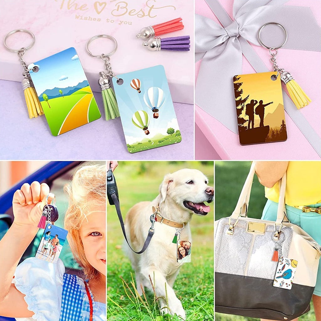 160 Pcs Sublimation Blank Products Keychain Blank Tassel for Key Ring Suitable for Diy Office Label Art Craft Decoration