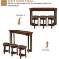 thumbnail image 4 of LKTART Bar Table and Chairs Set, Modern Retro Sofa Table with Stools, Behind Couch Console Table Set, Solidwood Legs & Dividers, Bar Height Table for Kitchen, Small Space(Cherry), 4 of 9