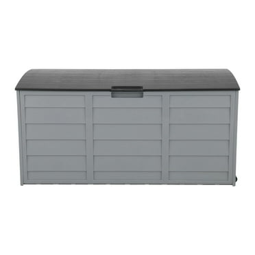 OverPatio Backyard Moulded Handles Plastic Storage Deck Box for Chest Tools with Wheels, Grey