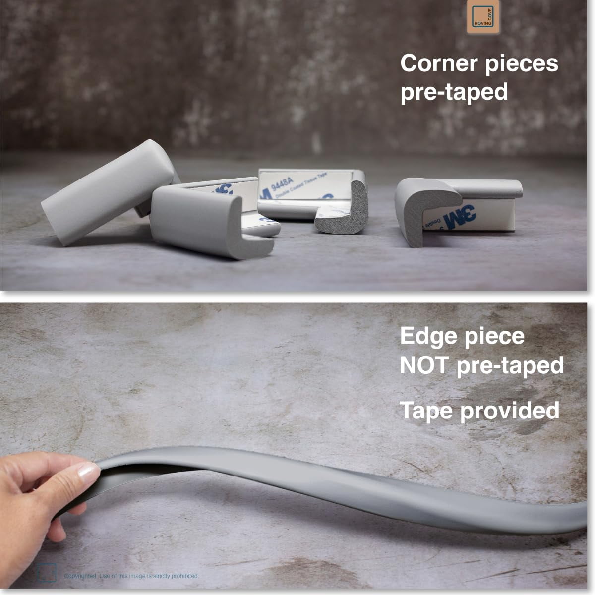 CATPAN HeftyFit Edge Corner Protector Baby Proofing (Large 15ft Edge 4 Corners), Heavy-Duty, Soft NBR Rubber Foam, Furniture Fireplace Safety Bumper Guard, 3M Adhesive, Oyster White (Oyster White)