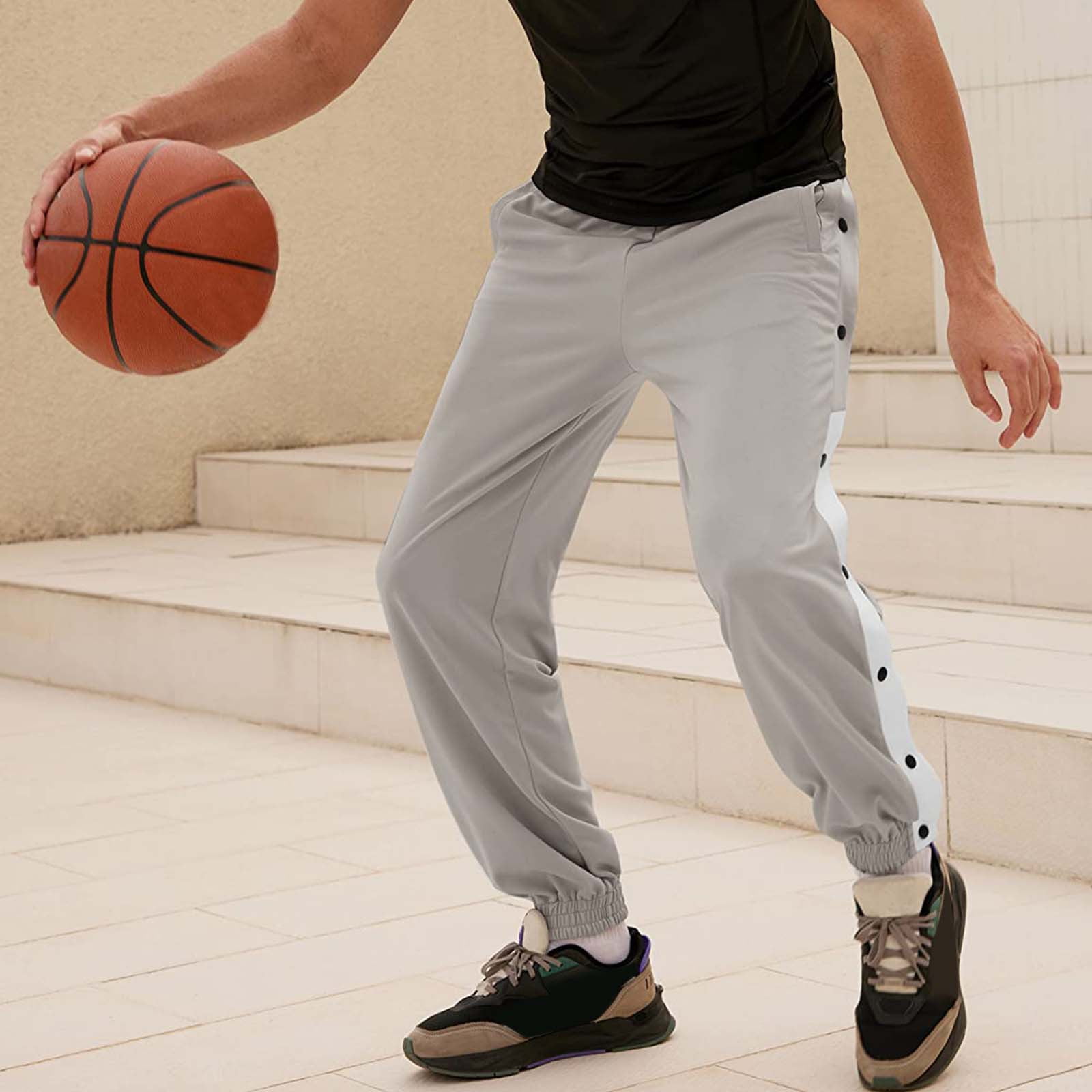 Men's Tearaway Pants Basketball Workout Sweatpants High Split Snap Button  Loose Post-Surgery Pants - Walmart.com