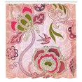 thumbnail image 3 of Ambesonne Ethnic Shower Curtain, Swirl Leaf Lines Bohem, 69"Wx84"L, Olive Green Dried Rose, 3 of 3