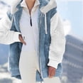 thumbnail image 2 of VISALY Womens Zip Up Hoodies Sweater Jacket Wool Color Long Sleeve Sweatershirt Hooded Pullover Warm Wool Plush Coat Zipper Top Casual Sweaters Fleece Hoodies Winter Sweaters Blue Xl, 2 of 2