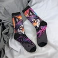 thumbnail image 5 of Rocae Colorful Wolf Head A for Adult Socks Casual Athletic Stretchy Loose Socks for Women Men Non-Slip Middle Tube Socks, 5 of 6