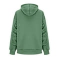thumbnail image 3 of Women's Hooded Sweatshirt Pleated Long Sleeved Casual Top Hooded Sweatshirt Army Green XL, 3 of 8