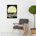 thumbnail image 2 of Retro Moonrise Over Sea Black And White Linocut Illustration Large Wall Art Poster Print Thick Paper 18X24 Inch, 2 of 4