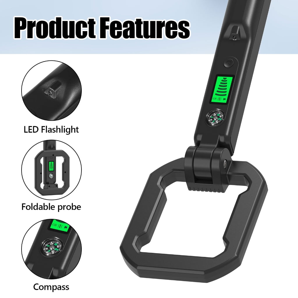 CEORPER Foldable Metal Detector Simple Operation LCD Display Distance Indicator Sound Alerts Metal Targets Detection