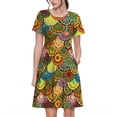 thumbnail image 1 of Easygdp Colorful Circle para Vestido Transpirable de Mujer, Vestido Suelto de Manga Corta con Pliegues y Bolsillos para el Verano, 1 of 6