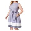 Womens Dress Blue Plus A-Line Striped Border $129 18W