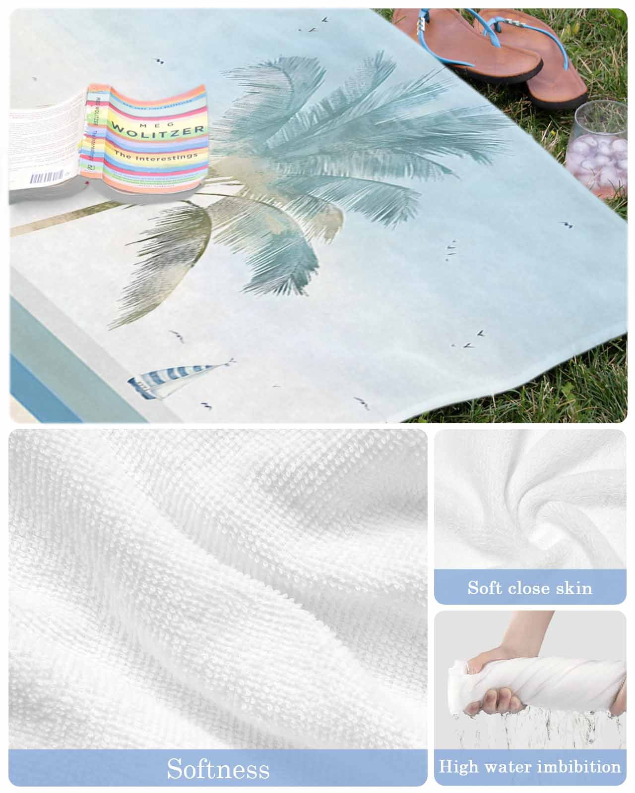 Summer Beach Chair Beach Towels Oversized Super Absorbent, Coastal Palm Trees Canoeing Lightweight Bath Towel Quick Dry Sets For Bathroom/Pool/Rv Camping/Beach Play/Gym Room/Picnic 23"x47"