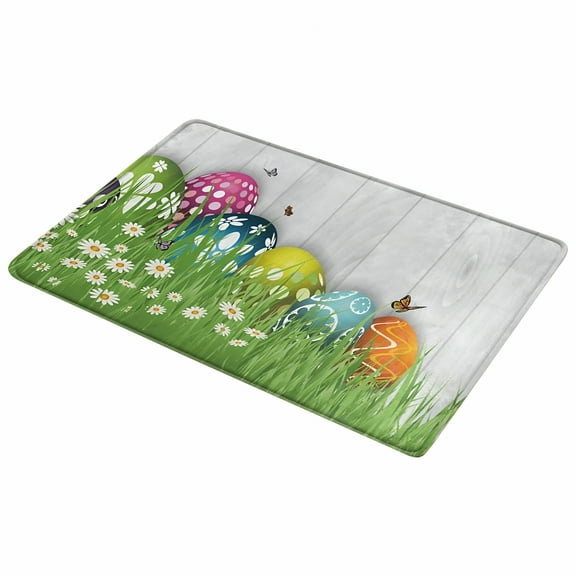 DERONA Easter Door Mat for Front Door,Interchangeable Front Door Mat,Easter Bunny Eggs Welcome Doormat Non-Slip Washable Happy Easter Outdoor Mat Entry Rug for Indoor Outdoor 16 x 24"