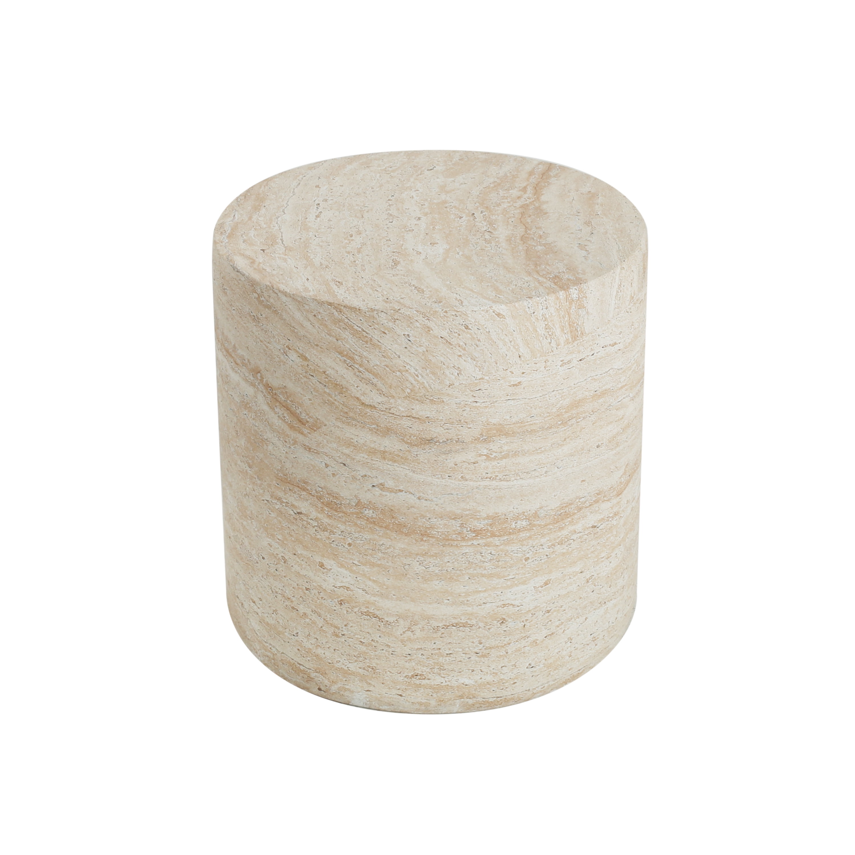 Euroco 16"H Outdoor Lightweight Concrete Side Table,Round Small End Table for Patio,Garden,Beige