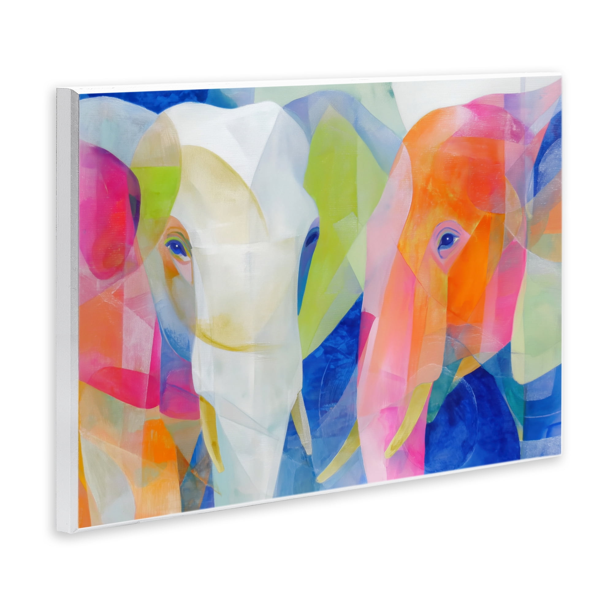Stupell Industries Two Elephants Geometric Composition Wall Plaque Art, design by Chromatic Storm Studio