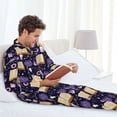 thumbnail image 6 of Salouo Lavender Flowers Print Button-Front Long Sleeve Pajama Set for Men, Soft 2Pjs Men's Long Sleeve Sleepwear-Medium, 6 of 7