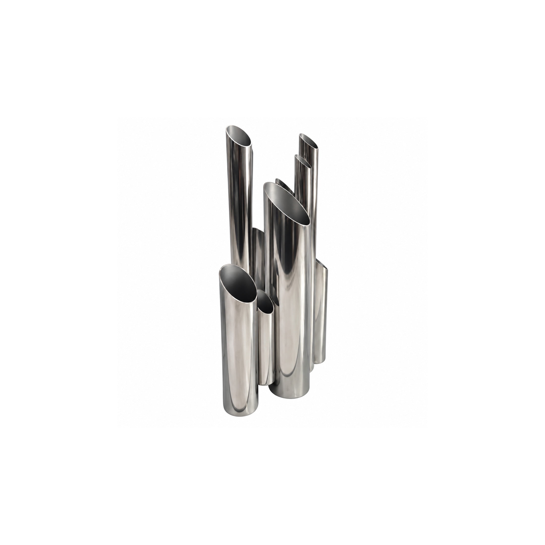 CosmoLiving by Cosmopolitan 13" Organ Pipe Tube Silver Stainless Steel Metal Vase