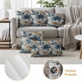 thumbnail image 6 of Blue Brown Botanical Outdoor Waterproof Pillow Covers, Elegant Summer Flowers Vintage Decorative Square Throw Pillowcase Sofa Cushion Sham for Patio/Couch/Chair, 24"x24" 2 Pack, 6 of 8