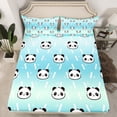 thumbnail image 2 of jejeloiu Cute Panda Twin Sheet Set,Zoo Animal Blue Green Ombre,Ultra Soft Decor For Kids,3-Piece, 2 of 7