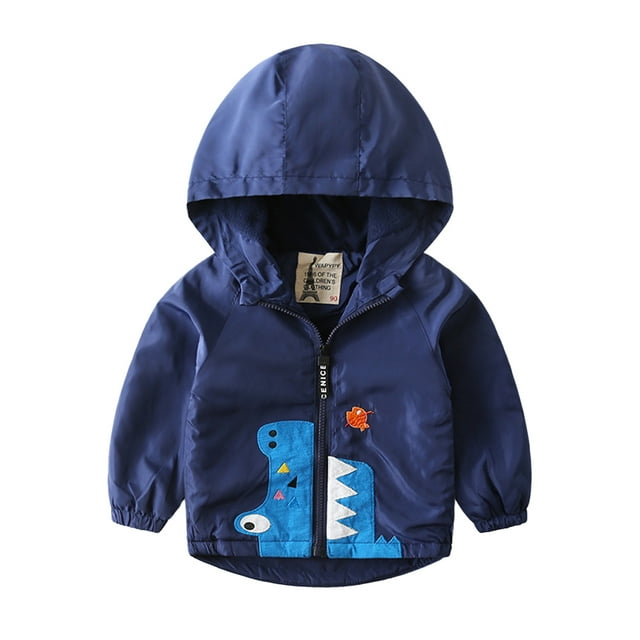 YTDSCS Trench-Coat à Capuche pour Garçons, Imperméable, Veste à Fermeture Éclair, Épais, Automne Hiver, Taille 2-7T