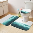 thumbnail image 4 of Abstract Bathroom Rugs Set Green Wave Minimalist Non Slip Absorbent Soft Bath Mats 3 Piece Set with Bathroom Rug, U-Shaped Floor Mat, Toilet Seat Cover Small Size, 4 of 9