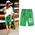 thumbnail image 4 of Women's Half Pants Linen Cotton Loose Pants Casual Elastic Waist Shorts Fashionable Printing Elastic Waist 5-inch Pants Drawstring 5-inch Shorts, 4 of 4