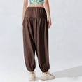 thumbnail image 7 of Women's Baggy Pants Lightweight Drawstring Elastic Waist Casual Loose Pant for Daily Yoga Beach Travel (S, Coffee), 7 of 7