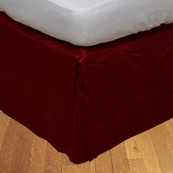 The Great American Store Multiple Sizes & Colors Pleated Bed Skirt with 15” Tailored Drop, (Twin, Solid Burgundy) 600 Thread Count 100% Cotton - Covers Bed Legs and Frame