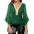 thumbnail image 4 of Ounisa Women's Ruffle 3/4 Sleeve Sparkly Tops Sequin V Neck Blouses Dressy Fall Shirts, 4 of 9