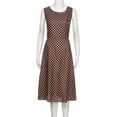 thumbnail image 3 of Womens A Line Tank Sundress Tunic Polka Dot Print Crewneck Midi Dress Casual Sleeveless Zipper Back Vacation Dresses, 3 of 9