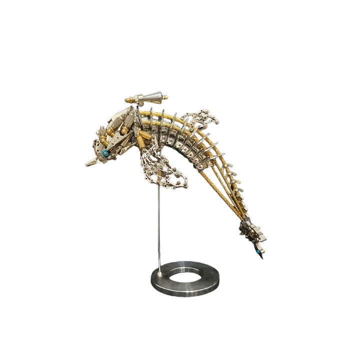 3D Metal Puzzle Mechanical Dolphin Model DIY Assembly Kit Steampunk Animal Brain Teaser Creative Handmade Project for Display