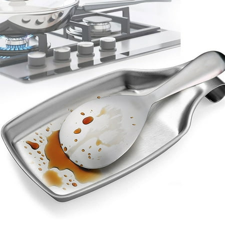 

Food Grade Stainless Steel Spoon Holder Reusable Easy Cleaning Spoon Rest for Home Kitchen Cooking