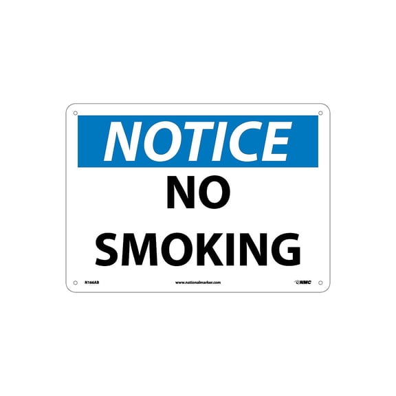 National Marker No Smoking 10X14 .040 Aluminum Notice Sign N166AB