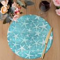thumbnail image 3 of Ocean Starfish Round 15 Inch Placemats Set of 8, Watercolor Coastal Sea Starfish Summer Green HeatResistant Non Slip Place Mats for Dining Table, Wipeable Braided Kitchen Table Mats for Housewarming, 3 of 9