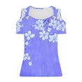 thumbnail image 6 of Womens Tops Short Sleeve Women Summer T-Shirt Cold Shoulder Pullover Blouse V-Neck Short Sleeve Solid, 6 of 6