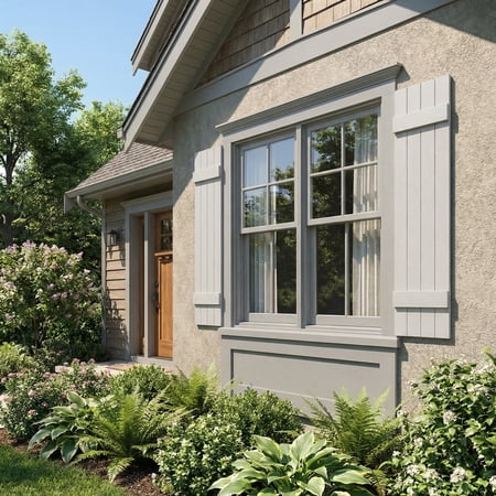 14 W x 35 H EverColor Joined Board-n-Batten Exterior Viny Shutters w/Installation Shutter-Lok s & Matching Screws (Per Pair) White