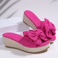 thumbnail image 6 of Wensltd Wedge Sandals for Women Solid Color Bow Round Toe Sandals Casual Open Toe Thick Sole Summer Beach Outdoor Fashion Hot Pink, 6 of 9