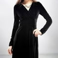 thumbnail image 3 of Robe de Soirée à Manches Longues en Velours Doré Automne et Hiver pour Femmes, 3 of 9