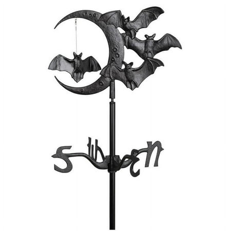 Whitehall Bat and Moon Garden Weathervane, Black