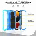 thumbnail image 2 of Dteck Back Case For Apple iPhone 13 Pro, Ring Stand Shockproof Hybrid Hard PC Soft Silicone Bumper Heavy Duty Shockproof Three Layer Drop Protective Girls Boy Cute Phone Case(Mint+Blue), 2 of 7