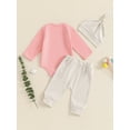 thumbnail image 4 of Suealasg Newborn Boys Fall Outfits 3Pcs Baby Boys Clothes Set Long Sleeve Letters Romper Long Pants Hat 3 6 9 12 Months Infant Boys Autumn Clothing, 4 of 7